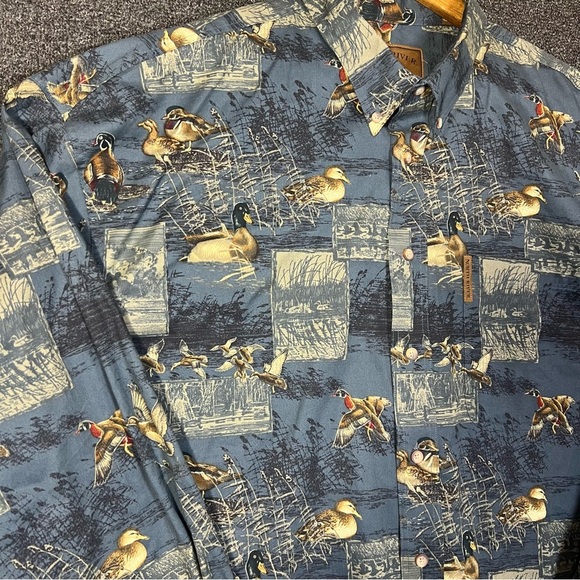 North River Outfitters Men's Blue Duck Patterned Shirt 100% Cotton, Xxl - Picture 2 of 7
